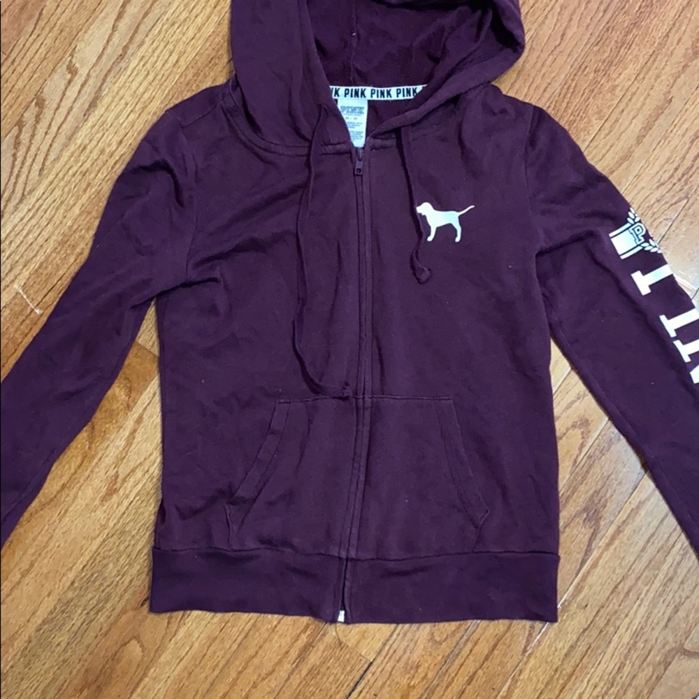 PINK MAROON ZIP UP HOODIE
